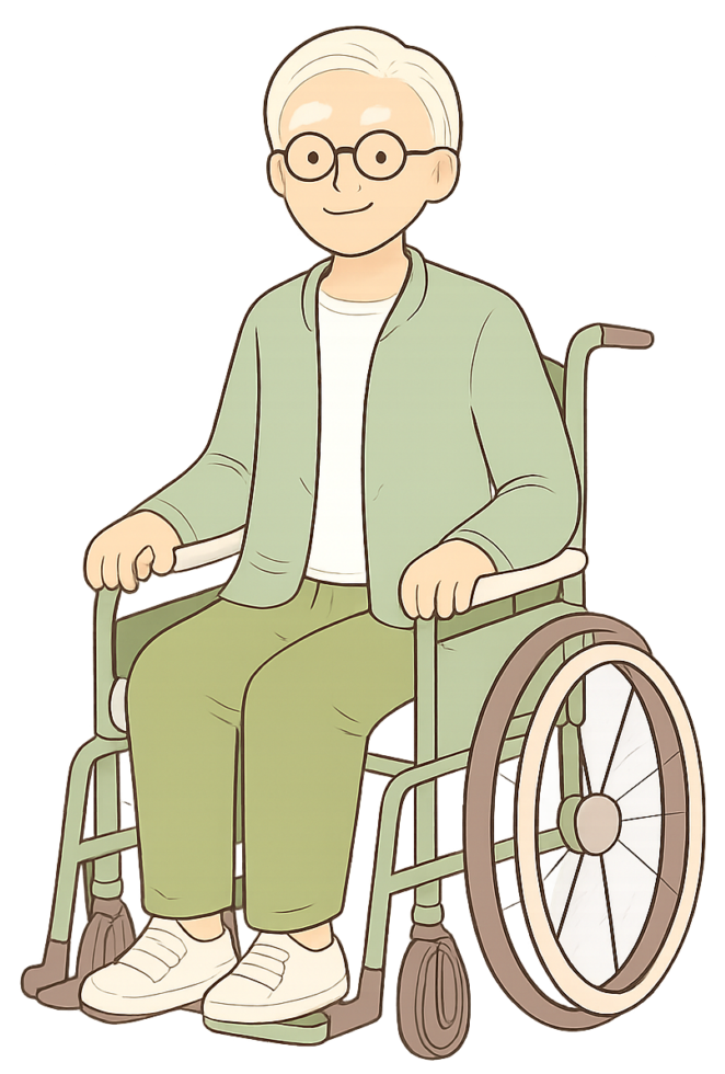 Liikumisraskusega eakas ratastoolis