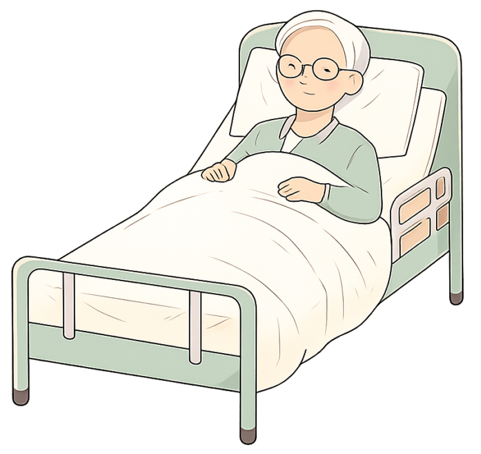 Voodihaige eakas, kes vajab ööpäevaringset hooldust